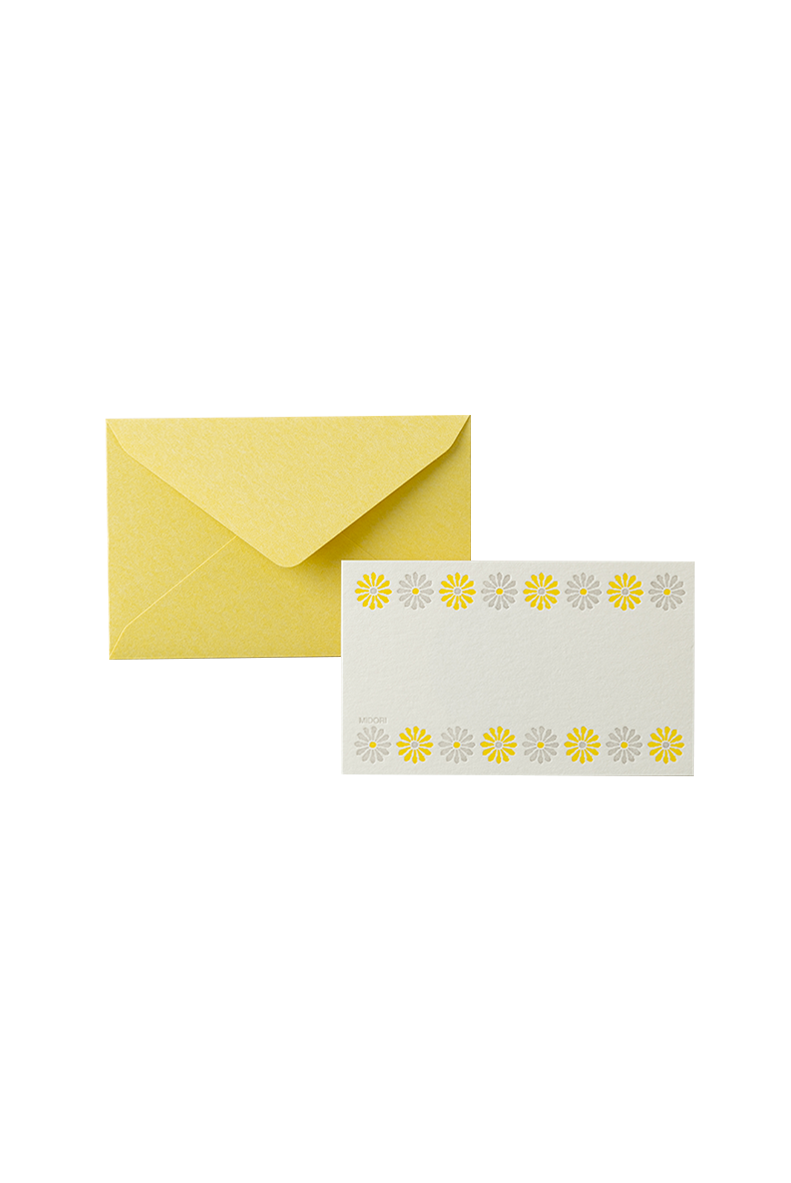 Letterpress Card Set Yellow Flower