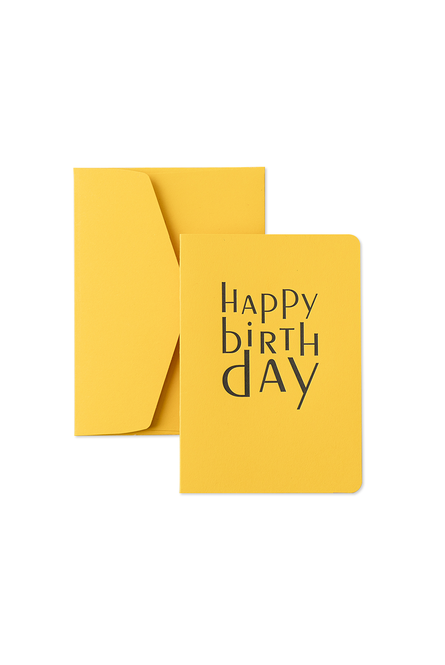 Folded Card - Happy Birthday Dark Blue On Banana